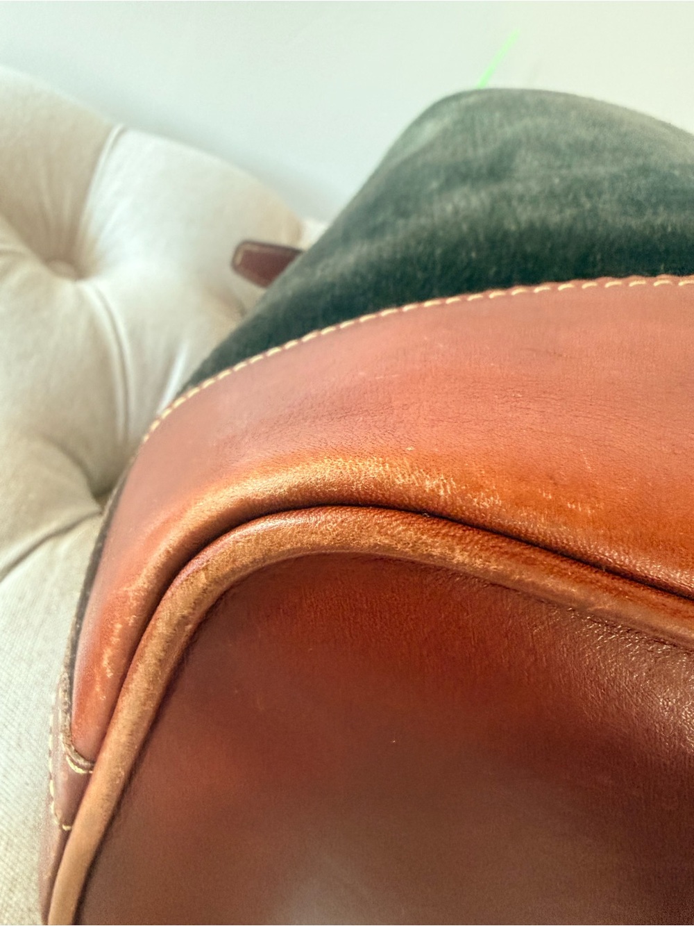 LOEWE Vintage 1985 Caza Cordoban Suede Balloon Bucket Bag Forest Green - Picture 16 of 16